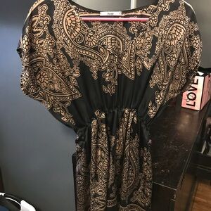 Papaya Black and Gold Paisley Top